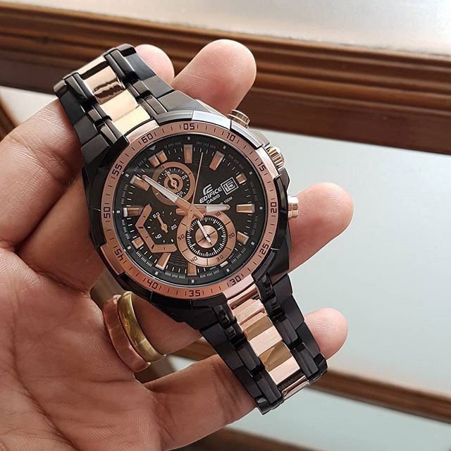 Đồng Hồ Nam Casio Edifice EFR-547BKG-1AVUDF chống nước độ sâu 100m - Điểm Vàng Hồng