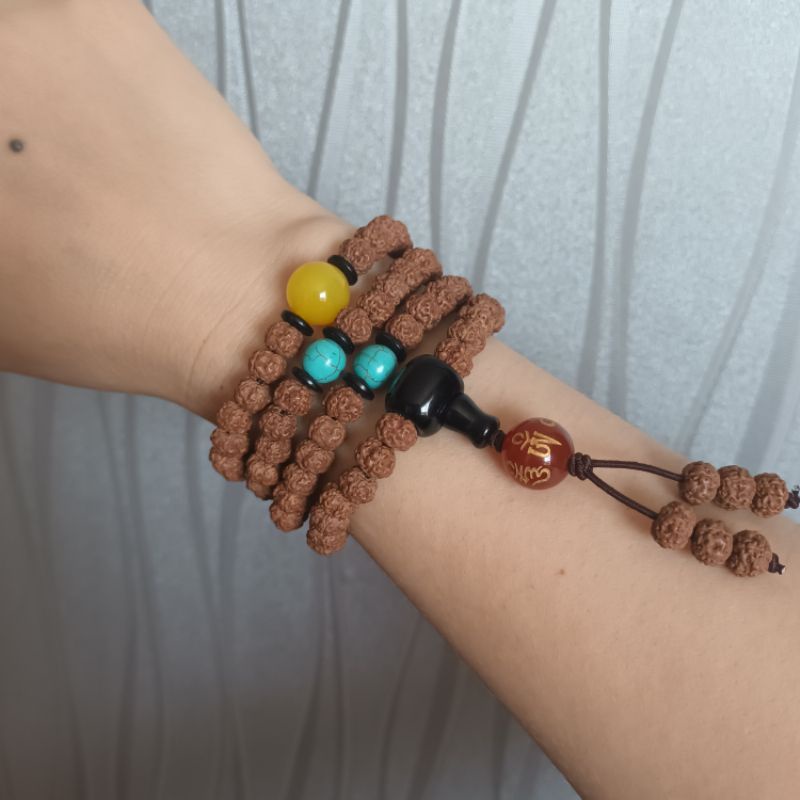 Chuỗi vòng tay 108 hạt kim cang nepal nhà Phật bình an may mắn