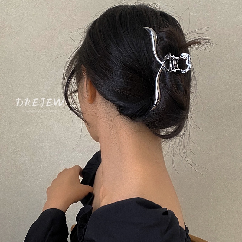 DREJEW Kẹp tóc kim loại phong cách hoàng gia Hàn Quốc thời trang cổ điển