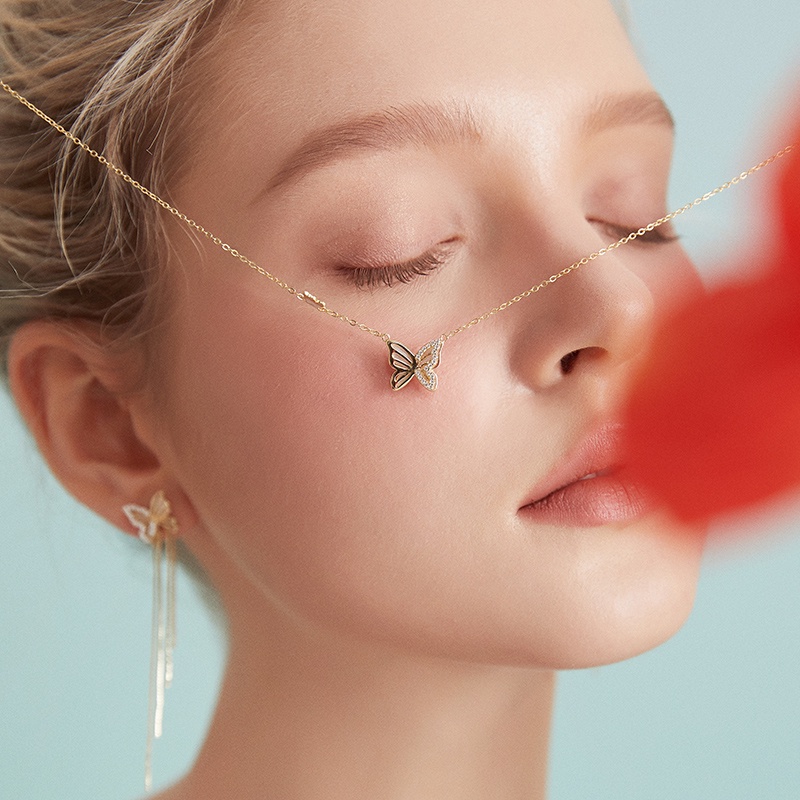 Vòng cổ BAMOER bạc 925 hình bướm thời trang xinh xắn cho nữ