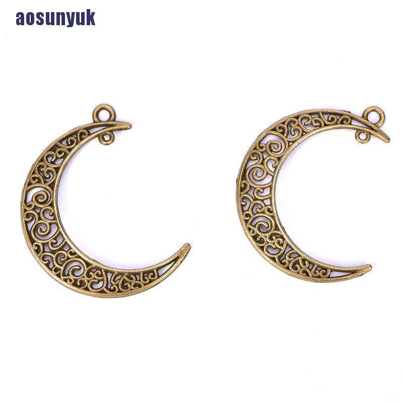 Bộ 10 mặt charm bằng hợp kim hình mặt trăng phong cách cổ điển