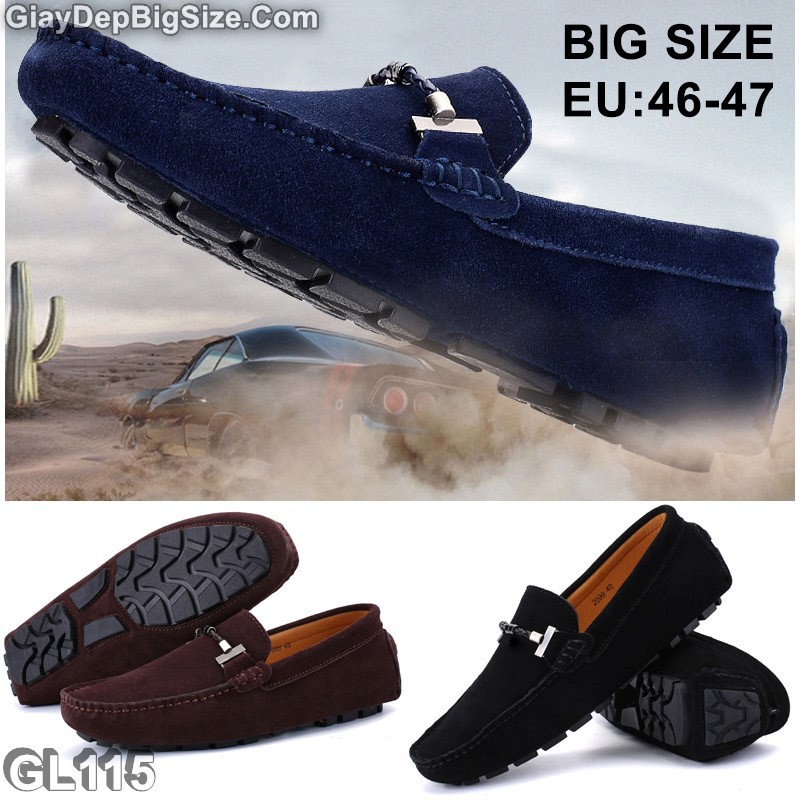 Giày mọi xỏ, giày lười big size cỡ lớn EU:46-47 cho nam chân to bè