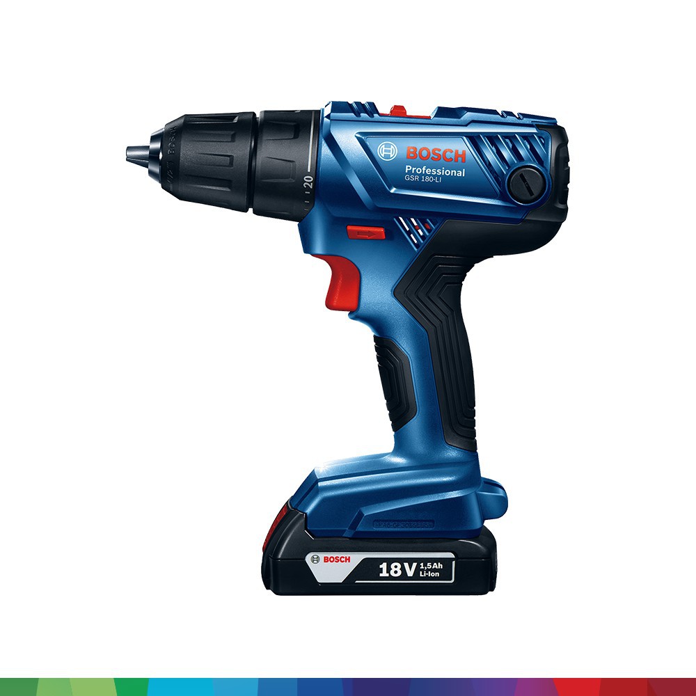 Máy khoan vặn vít dùng pin Bosch GSR 180-LI - phụ kiện MỚI