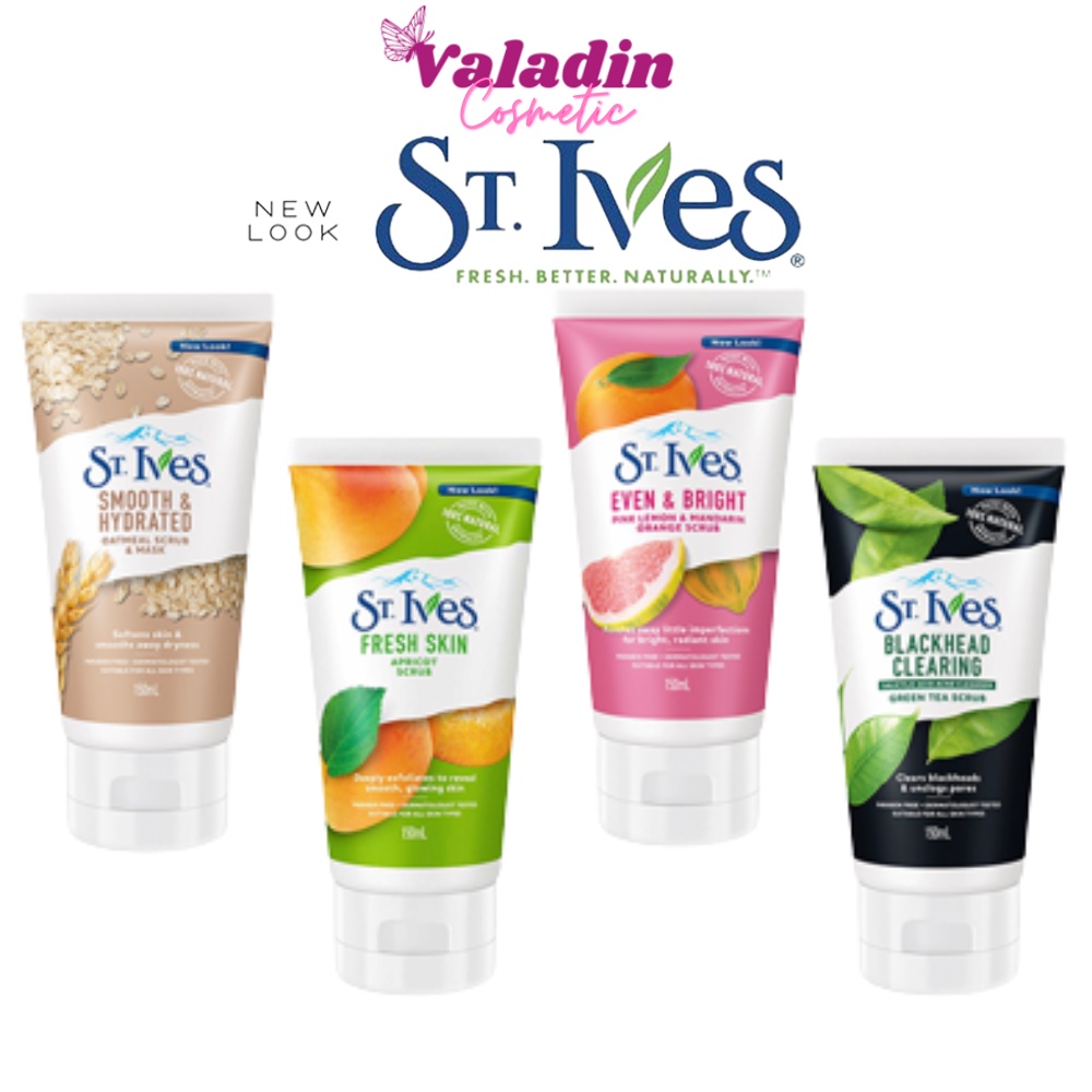 Sữa rửa mặt tẩy tế bào chết STIVES Trà xanh/Cam Chanh/Trái Mơ/Lúa Mạch 170g -Sửa rửa mặt