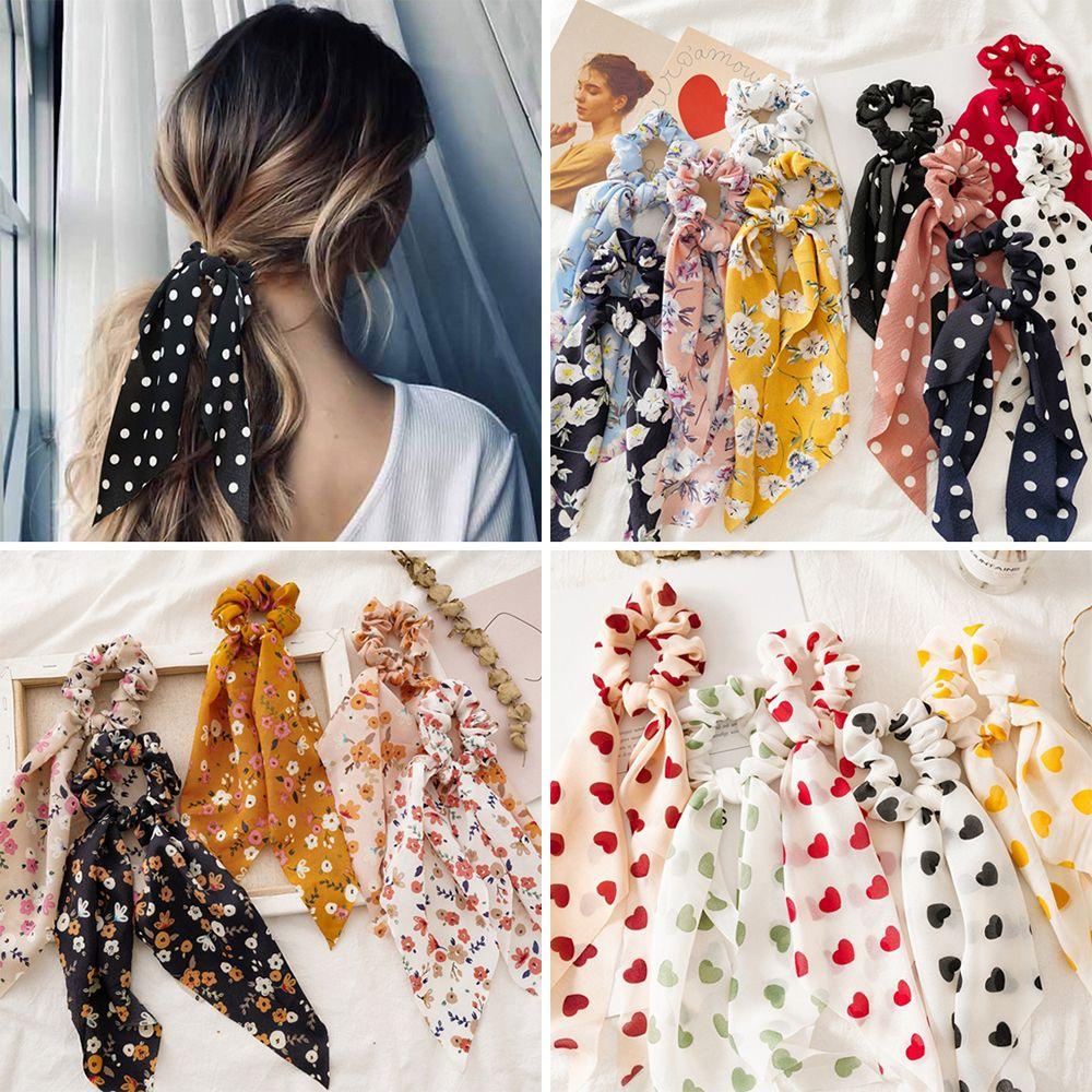 FAY Dây Cột Tóc Đuôi Ngựa Co Giãn In Họa Tiết Phong Cách Boho Thời Trang Cho Nữ