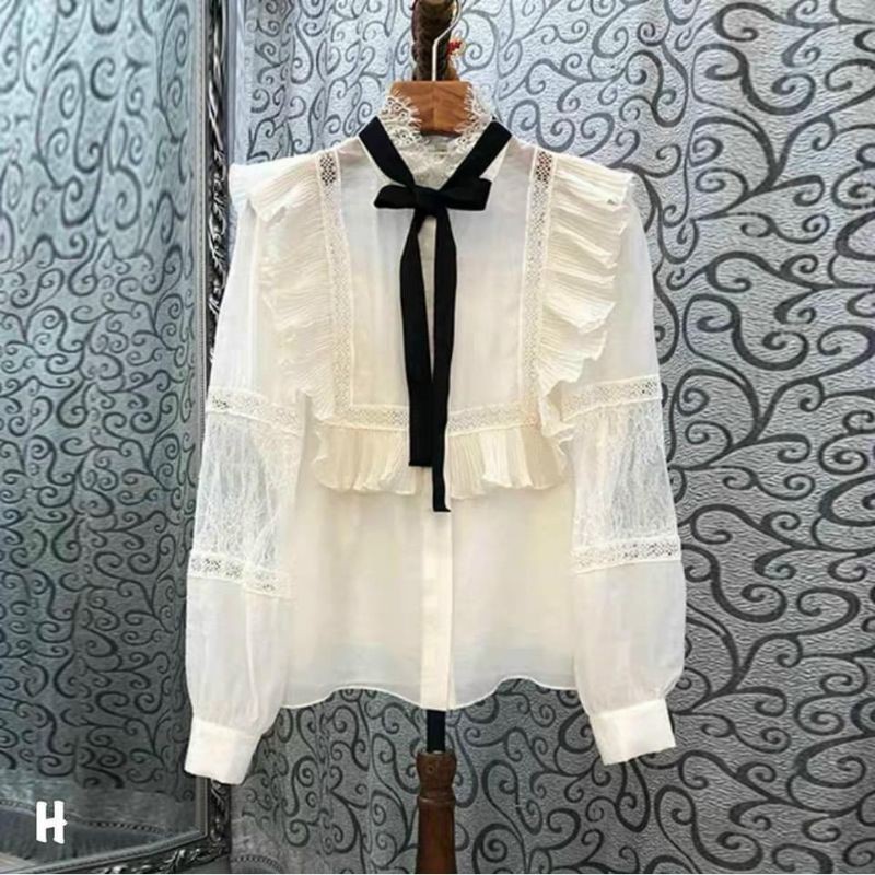 [ Hàng VN ảnh thật + clip] Áo sơ mi dập ly phối bèo ngực