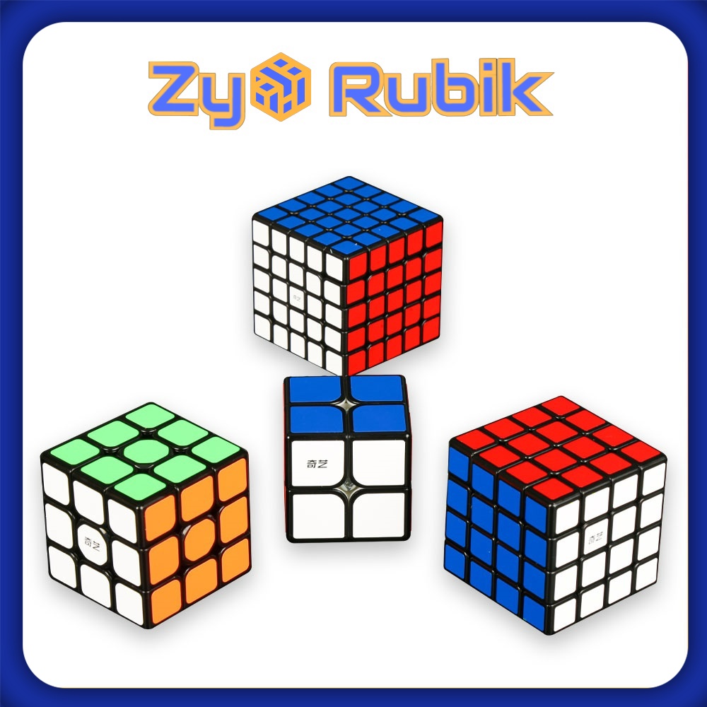 Combo 4 Rubik (Qidi 2x2,Sailing 3x3,Qiyuan 4x4, Qizheng 5x5) SET 1 QiYi ( Viền Đen ) - ZyO Rubik