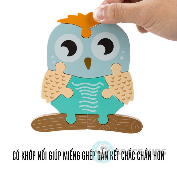 Đồ chơi gỗ cho bé Tranh ghép hình gỗ 3D thông minh SK04 cỡ to 15cm Space Kids