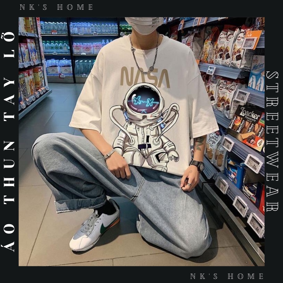 Áo thun tay lỡ unisex cho nam nữ kiểu dáng sad boy in hình PHI HÀNH GIA NASA thiết kế form rộng