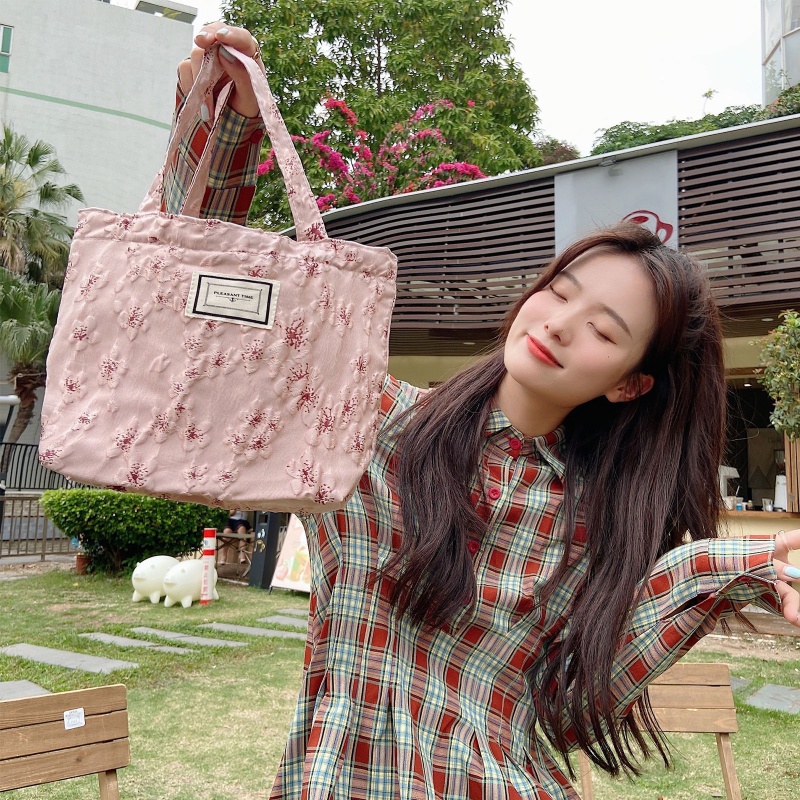 Youyo Túi Tote Xách Tay Đựng Cơm Trưa In Hoa Phong Cách Vintage Cho Nữ