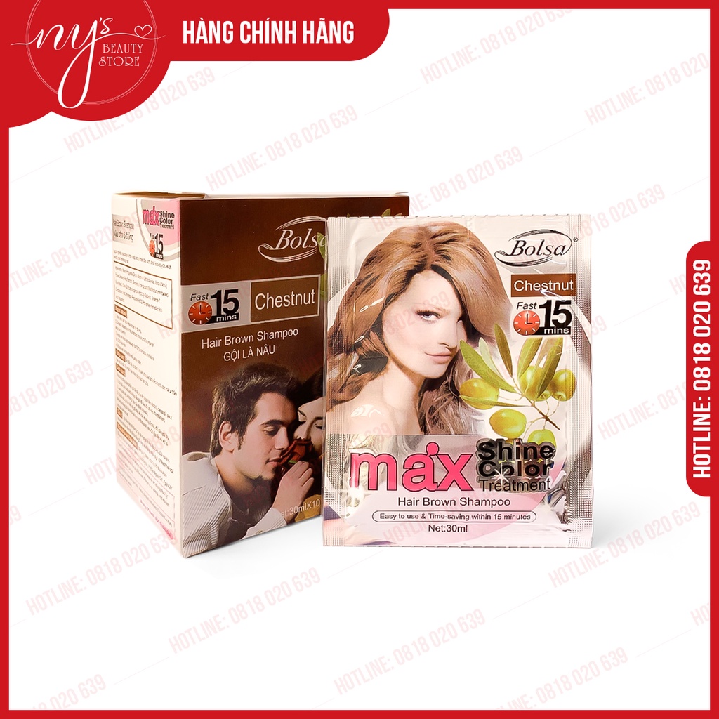 (Hot) 10 Gói Gội Là Nâu Max Shine Color + Tặng Bao Tay (Phủ Bạc)