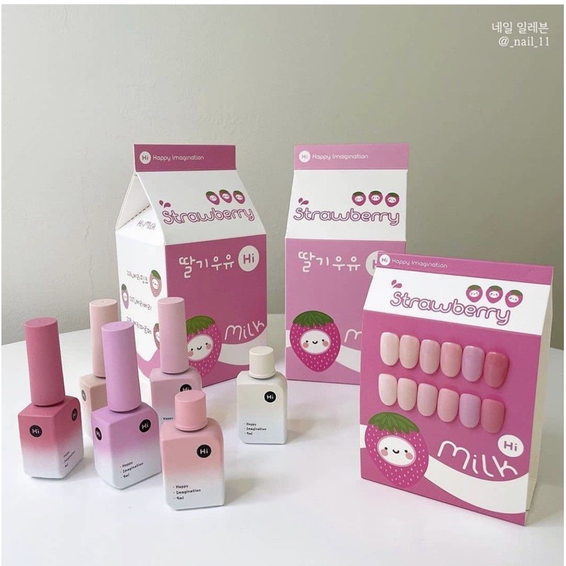 Chính hãng- FreeshipSơn gel thạch cao cấp Hàn Quốc Hi gel nail collection strawberry milk tách set ( giá lẻ 1 chai)