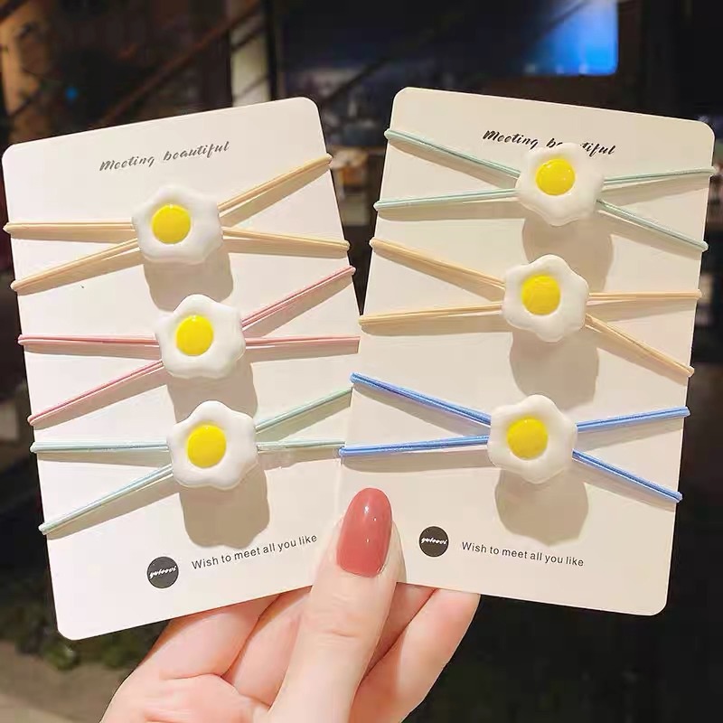 Dây Buộc Tóc Co Giãn Đính Đá Và Ngọc Trai Nhân Tạo Hoạt Hình Thời Trang 8 Phong Cách Hàn Quốc