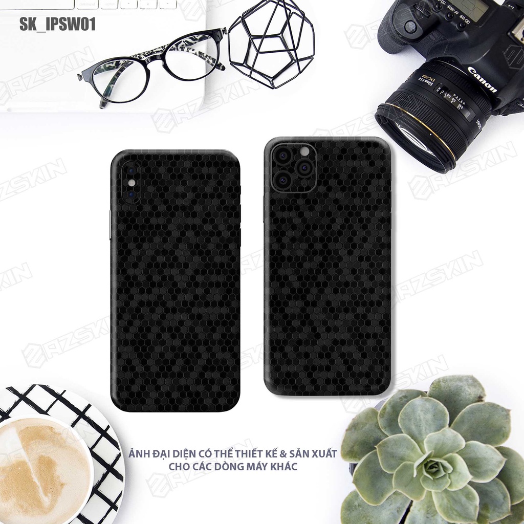 Miếng Dán Skin Tổ Ong Black Full Lưng Viền IPhone 7/14 Pro Max |SK_IPSW01| Chất Liệu Skin Cao Cấp, Khuôn Cắt CNC Dễ Dán