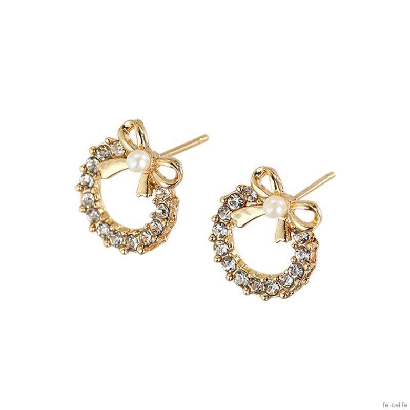 Hoa tai đính đá và ngọc trai thanh lịch dành cho nữ