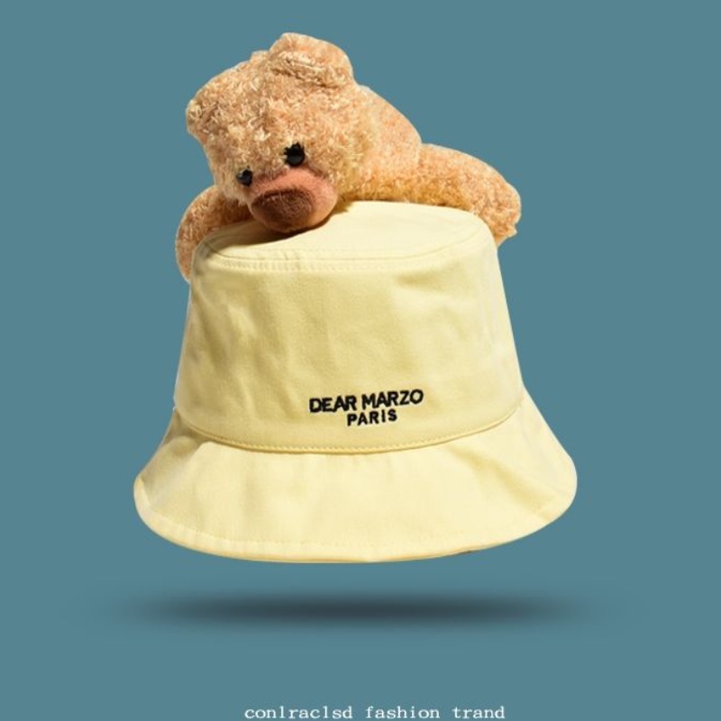 Lq Celebrity Nón Bucket Vành Ngắn Thêu Hình Gấu Ba Chiều Cá Tính Thời Trang Cá Tính