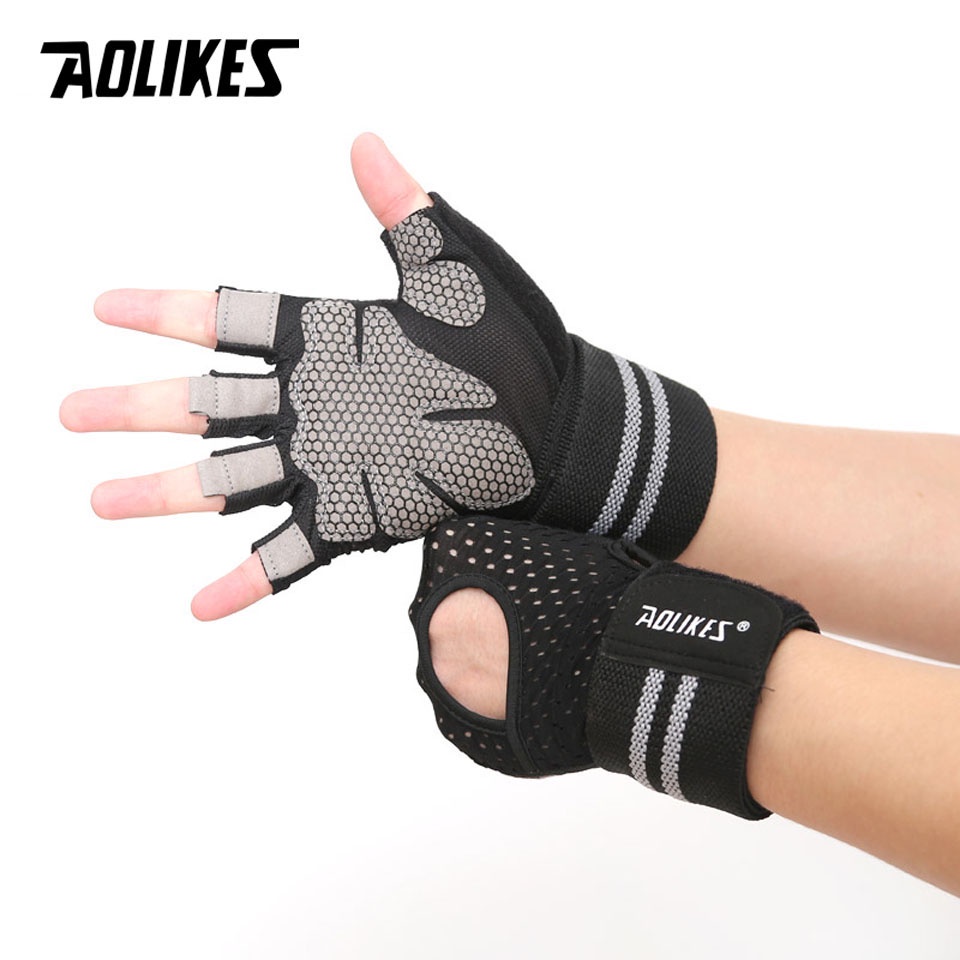 Găng tay tập gym AOLIKES A-113B chống trơn trợt Fitness Gym Glove