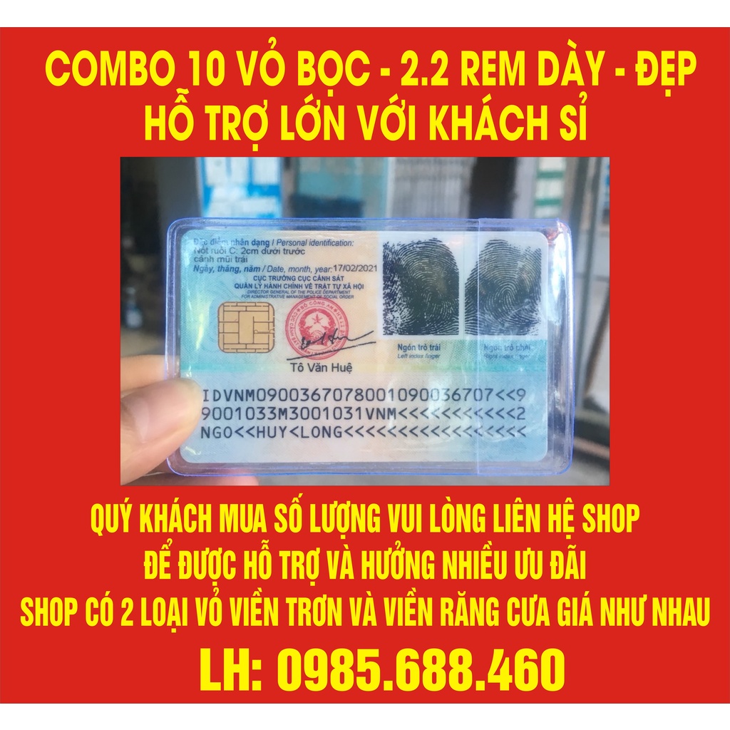 Vỏ bọc thẻ Căn cước công dân trong suốt, có nắp COMBO 100 CHIẾC - Loại đẹp - Dày 2.2 rem (Xưởng sản xuất)