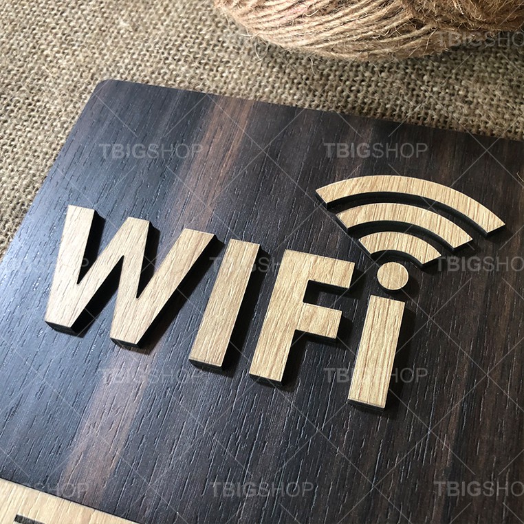 [Theo yêu cầu] Bảng ghi thông tin wifi mật khẩu  gỗ khắc laser cao cấp cho quán cafe, trà sữa, khách sạn, nhà nghỉ