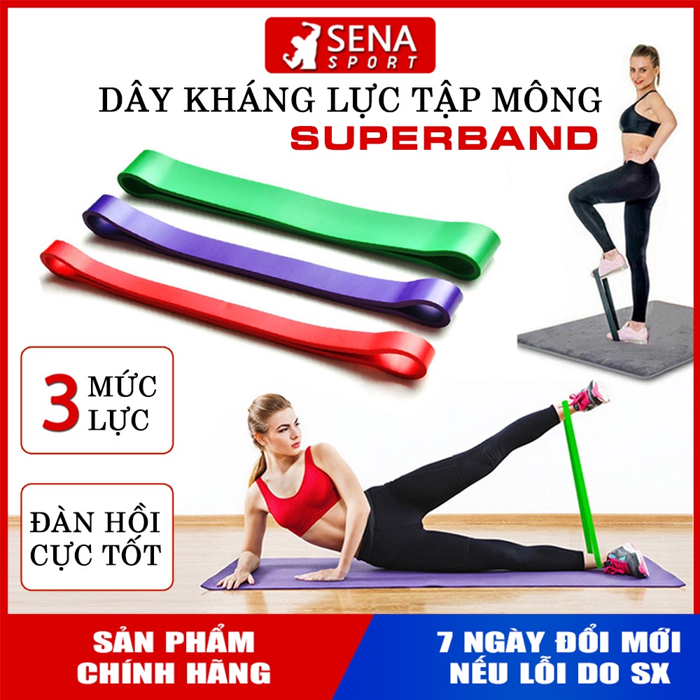 Dây Cao Su Kháng Lực Superband Hỗ trợ tập Mông, Chân