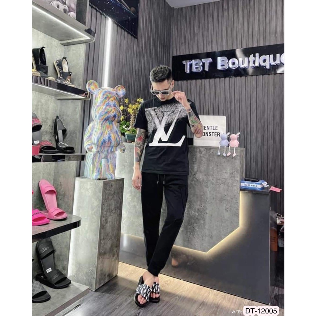Áo Phông Thời Trang Nam Lv In họa Tiết Logo Siêu Đep - Áo Thun Nam Nữ Lv Chất Cotton Co Dãn Thoáng Mát DT STORE MENWEAR