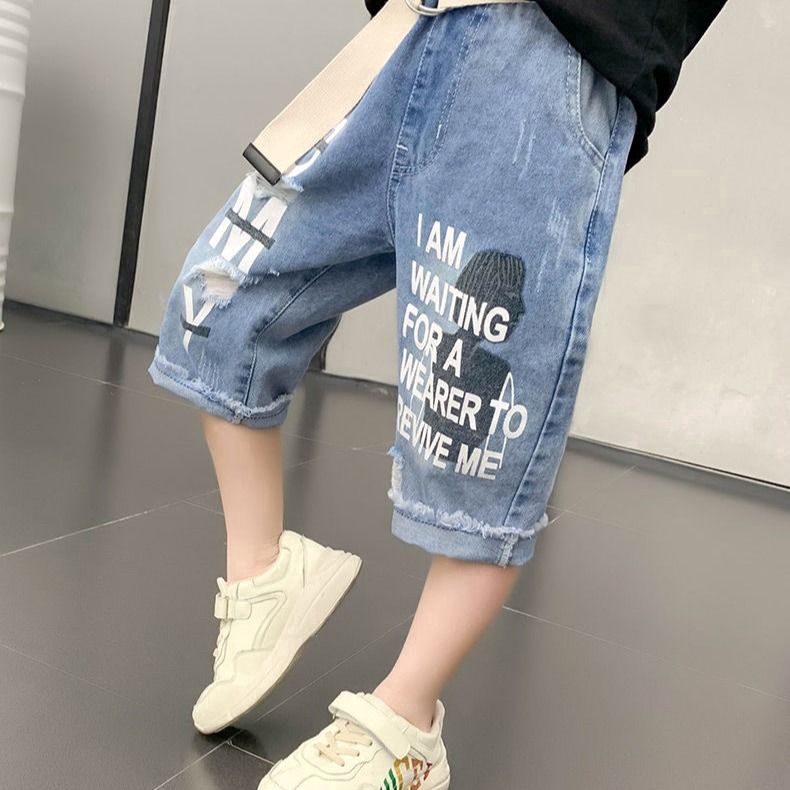 Quần Short Jean Kiểu Rách Thời Trang Cho Bé Trai
