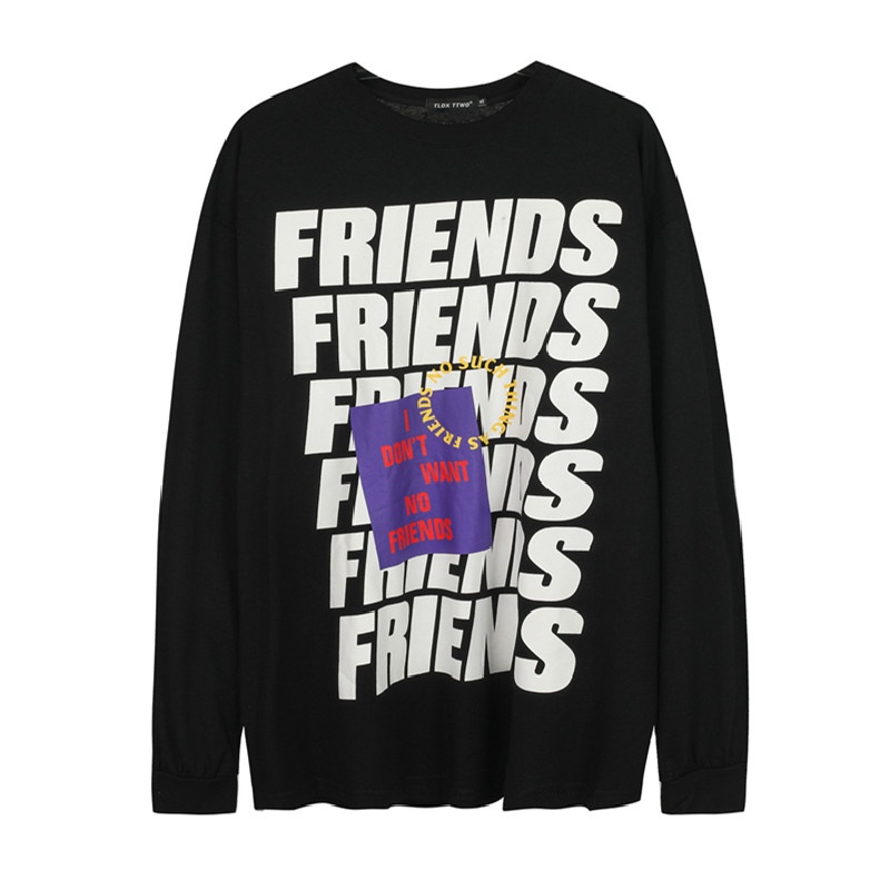 Áo thun tay dài dáng rộng in chữ phong cách Hàn Quốc thời trang cho nam size M-5XL