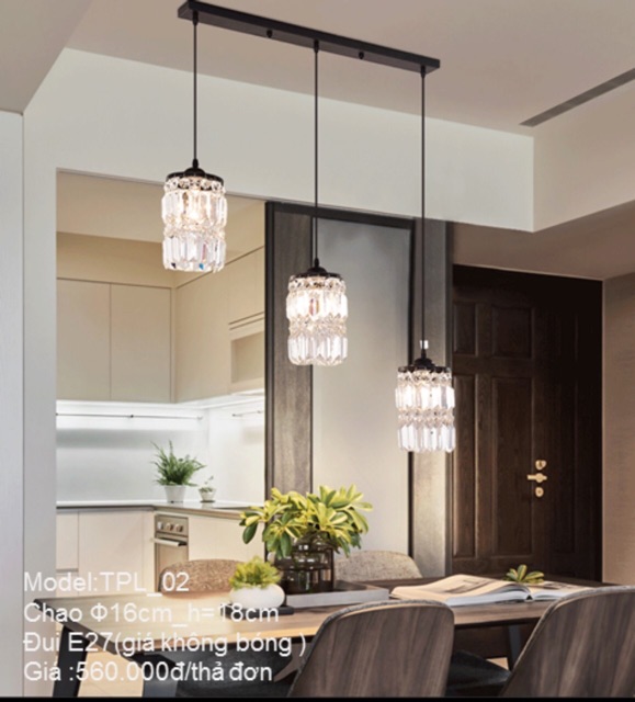 Đèn thả thuỷ tinh bộ 3 đèn