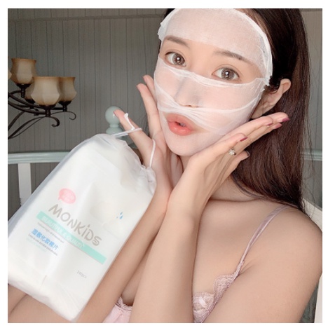 Bông cotton lotion mask đắp toner MONKIDS gồm 240 miếng bông tẩy trang mỏng co giãn tốt