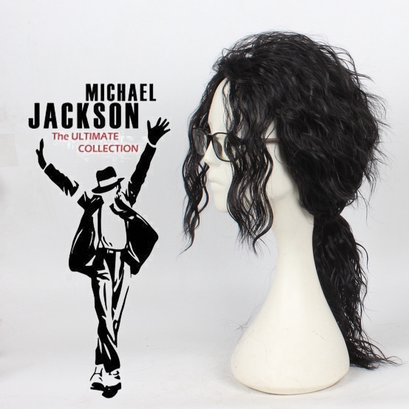 Tóc giả xoăn dài ngang vai màu đen hóa trang Michael Jackson