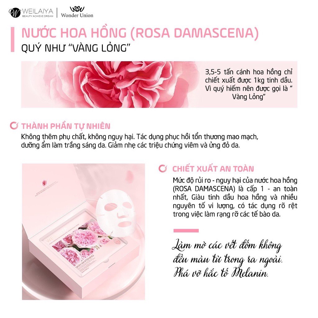 Mặt Nạ Trắng Da Hồng Vạn Cánh Weilaiya, Trắng Da, Dưỡng Ẩm, Chống Lão Hóa - Hộp/10 miếng [ CAM KẾT CHÍNH HÃNG ]