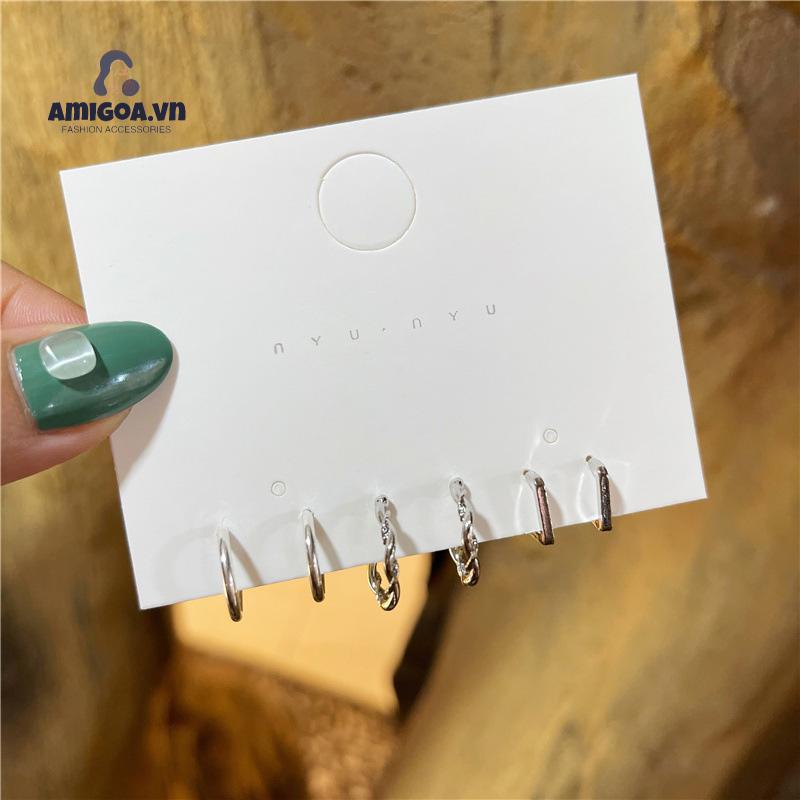 ✨✨Hoa tai kim loại hình tròn với kim xỏ bằng bạc 925 phong cách Hàn Quốc trẻ trung cho nữ