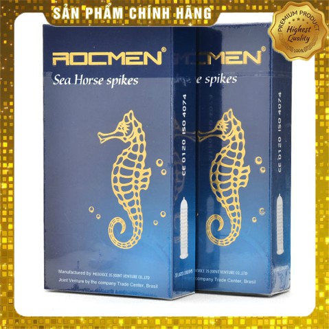 Combo 2 hộp bao cao su gân gai cao cấp ROCMEN xanh