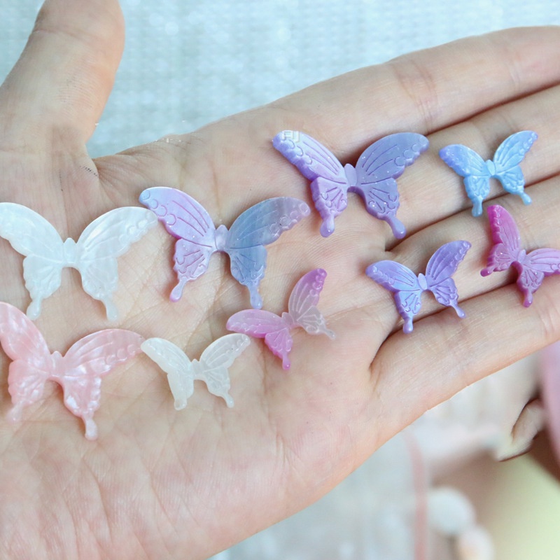 1 phiến xà cừ resin họa tiết cánh bướm nguyên liệu làm trâm làm trang sức cổ trang