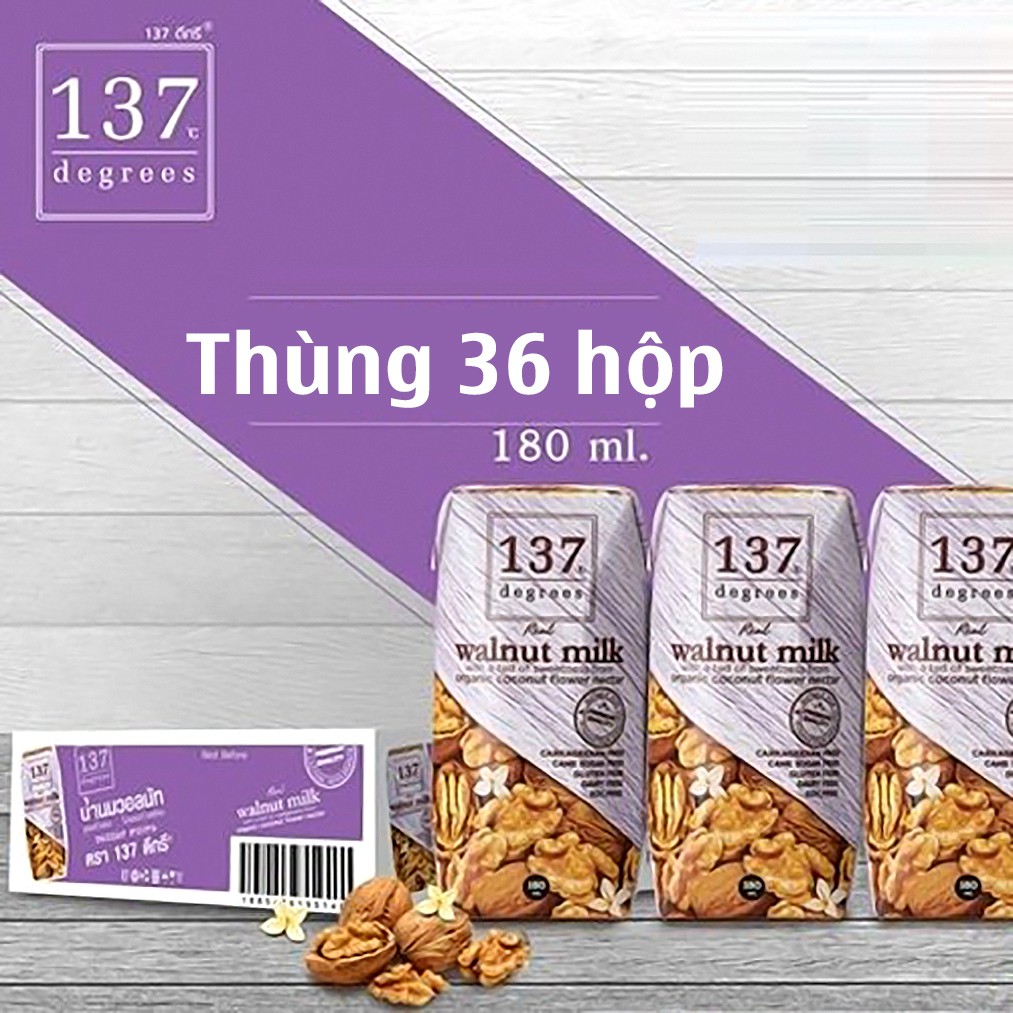 Thùng sữa hạt 137 degrees óc chó nguyên chất - 36 hộp 180ml - ảnh sản phẩm 3