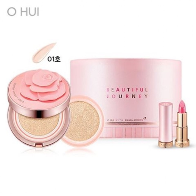 Set phấn nước và son Ohui x asiana airlines Ultimate Cover cushion Moisture