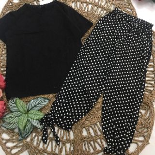 Set áo trơn quần chấm bi nơ ống_HS7729