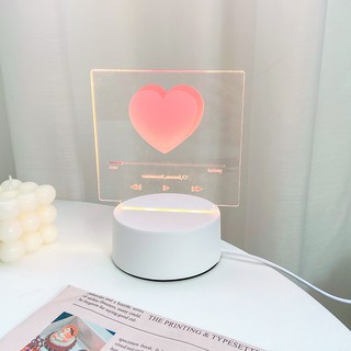 Đèn ngủ led 3d hình trái tim phong cách Hàn Quốc - 3 chế độ màu