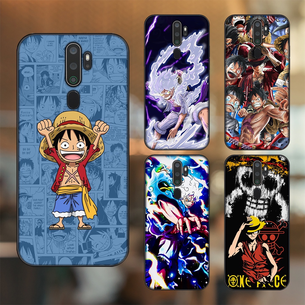 Ốp lưng Oppo A5 2020, A9 2020 viền đen in hình Luffy One Piece