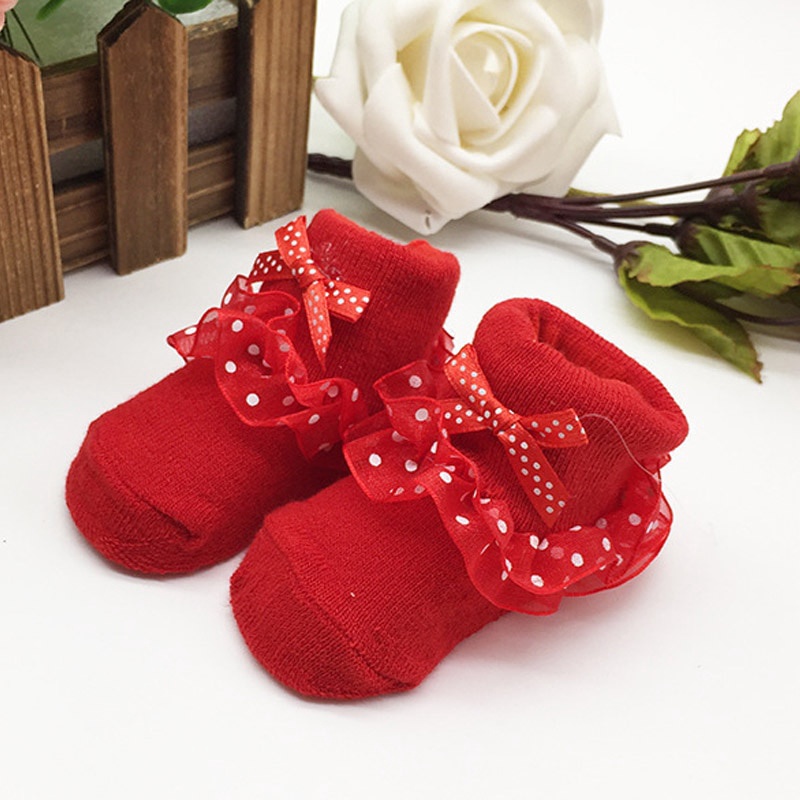 Vớ em bé gái sơ sinh từ 0-6 tháng đính nơ dễ thương