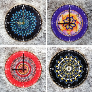 Đồng Hồ kim ngoài họa tiết mandala chất liệu gỗ mica tráng gương cao cấp, bền đẹp