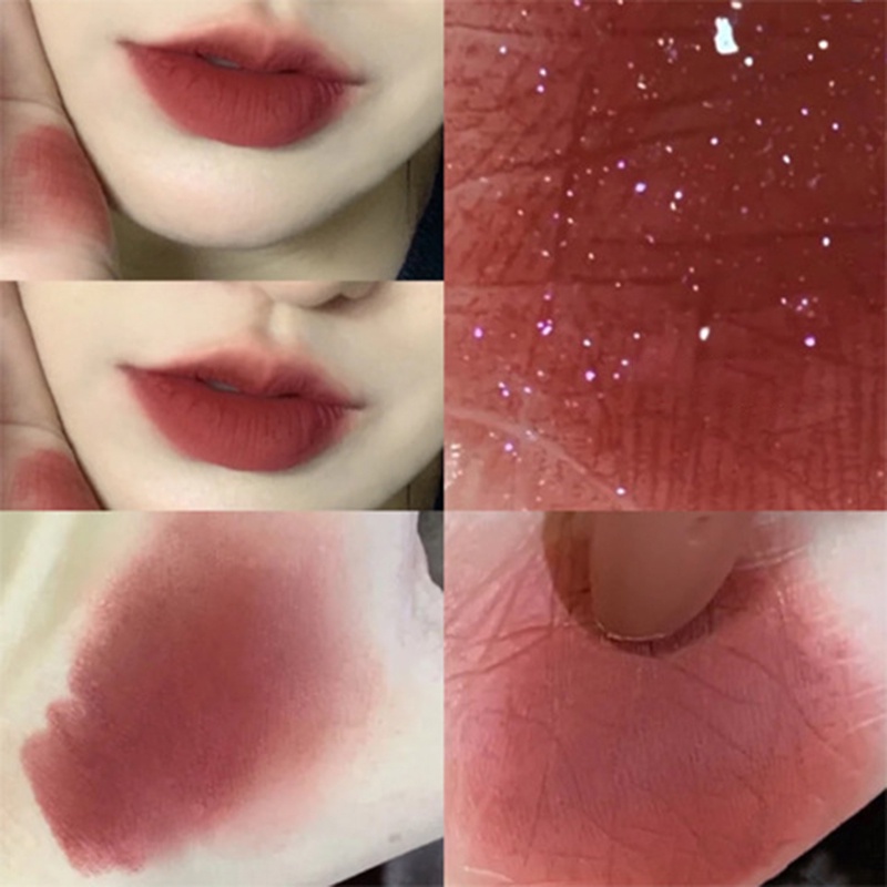[Hàng mới về] Son lì màu cam/hồng phấn vỏ trắng trong suốt thời trang