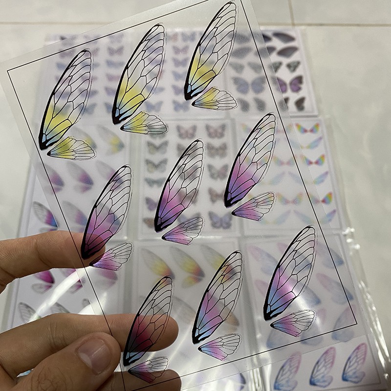 1 tấm film in họa tiết cánh bướm 148*105mm nguyên liệu làm trâm làm trang sức cổ trang