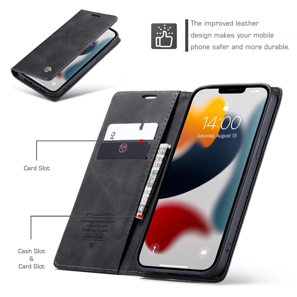 Bao da cho iPhone 12/13 , IP 11 Pro Caseme cao cấp, Case điện thoại chính hãng dạng ví