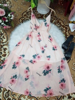 Đầm maxi cổ đỗ 2 dây siêu xinh
