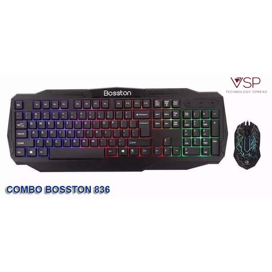 Bộ bàn phím và chuột game Bosston G836 led 7 màu