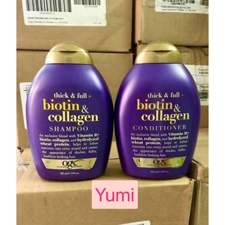 Cặp Dầu Gội Xả Dưỡng Dày Tóc OGX Thick & Full + Biotin & Collagen Shampoo 385ml ( tím )