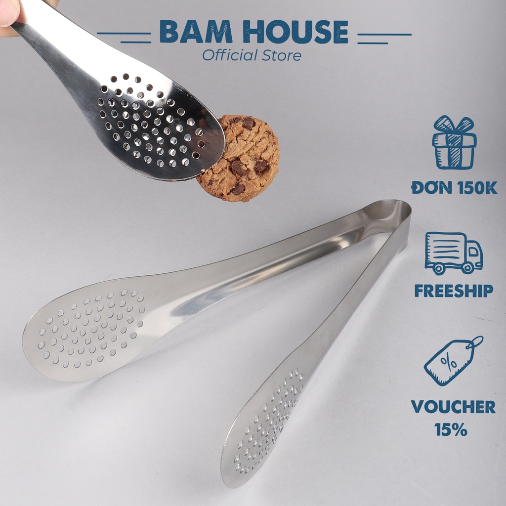 Dụng cụ gắp bánh và kẹp thịt nướng inox Bam House loại lớn đa năng cao cấp GB02