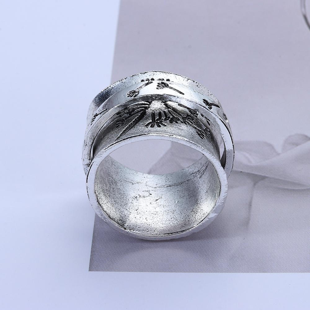 Nhẫn Bản Rộng Chạm Khắc Hoa Bồ Công Anh Sáng Tạo Cho Nữ