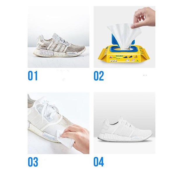 Giấy lau giầy Sneaker Hàn Quốc - Túi 30 tờ khăn ướt lau sạch sẽ hương thơm dịu nhẹ GLS20